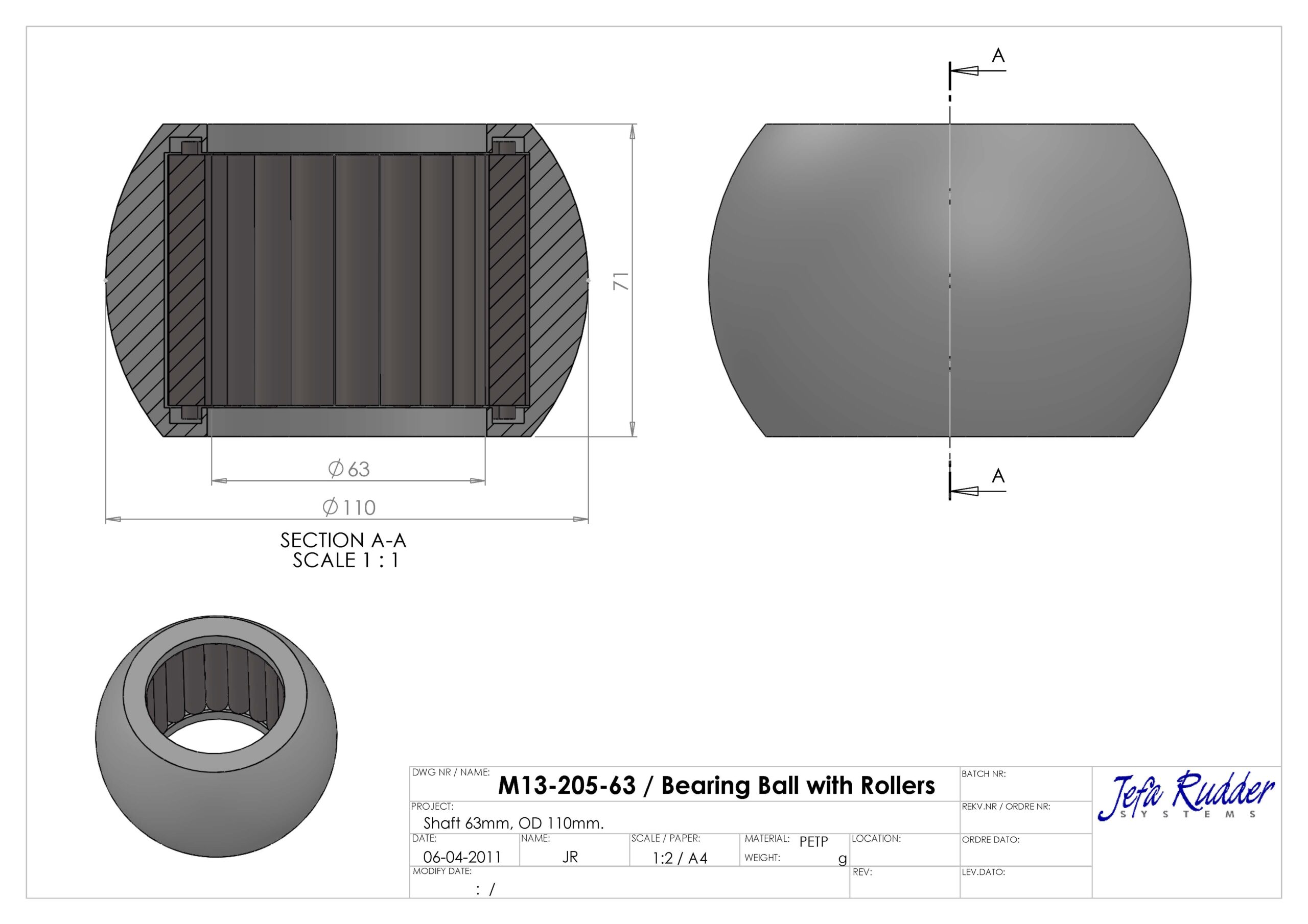 M13-205-63(4) Jefa Bearing Ball with Rollers / M13-205-63 - Image 1